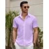 imageCOOFANDY Mens Summer Beach Vacation Shirt Casual Short Sleeve Button Down Shirt for MenLight Purple