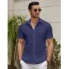 imageCOOFANDY Mens Summer Beach Vacation Shirt Casual Short Sleeve Button Down Shirt for MenNavy Blue