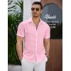 imageCOOFANDY Mens Summer Beach Vacation Shirt Casual Short Sleeve Button Down Shirt for MenPink