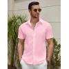 imageCOOFANDY Mens Summer Beach Vacation Shirt Casual Short Sleeve Button Down Shirt for MenPink