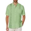 imageCOOFANDY Mens Cuban Guayabera Shirt Short Sleeve Linen Button Down Shirts Casual Summer Beach TopsLight Green