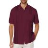 imageCOOFANDY Mens Cuban Guayabera Shirt Short Sleeve Linen Button Down Shirts Casual Summer Beach TopsMaroon