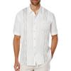 imageCOOFANDY Mens Cuban Guayabera Shirt Short Sleeve Linen Button Down Shirts Casual Summer Beach TopsWhite
