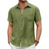imageCOOFANDY Mens Short Sleeve Button Down Shirt Casual Summer Beach Untucked Vacation Textured Shirts with PocketChive