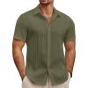 imageCOOFANDY Mens Summer Beach Vacation Shirt Casual Short Sleeve Button Down Shirt for MenArmy Green