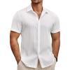 imageCOOFANDY Mens Summer Beach Vacation Shirt Casual Short Sleeve Button Down Shirt for MenAwhite