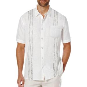 imageCOOFANDY Mens Cuban Guayabera Shirt Short Sleeve Linen Button Down Shirts Casual Summer Beach TopsWhite