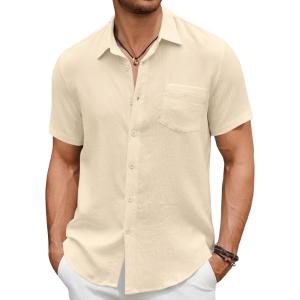 imageCOOFANDY Mens Short Sleeve Button Down Shirt Casual Summer Beach Untucked Vacation Textured Shirts with PocketVanilla Ice