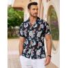 imageCOOFANDY Hawaiian Shirts for Men Short Sleeve Casual Button Down Shirt Tropical Summer Beach ShirtBlack Flower