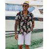 imageCOOFANDY Hawaiian Shirts for Men Short Sleeve Casual Button Down Shirt Tropical Summer Beach ShirtBlack Flower