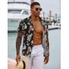 imageCOOFANDY Hawaiian Shirts for Men Short Sleeve Casual Button Down Shirt Tropical Summer Beach ShirtBlack Flower