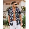 imageCOOFANDY Hawaiian Shirts for Men Short Sleeve Casual Button Down Shirt Tropical Summer Beach ShirtBlack Flower