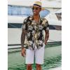 imageCOOFANDY Hawaiian Shirts for Men Short Sleeve Casual Button Down Shirt Tropical Summer Beach ShirtBlack Khaki Leaf