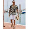 imageCOOFANDY Hawaiian Shirts for Men Short Sleeve Casual Button Down Shirt Tropical Summer Beach ShirtBlack Khaki Leaf