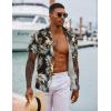 imageCOOFANDY Hawaiian Shirts for Men Short Sleeve Casual Button Down Shirt Tropical Summer Beach ShirtBlack Khaki Leaf