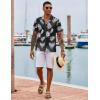 imageCOOFANDY Hawaiian Shirts for Men Short Sleeve Casual Button Down Shirt Tropical Summer Beach ShirtBlack Palm Leaf