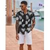 imageCOOFANDY Hawaiian Shirts for Men Short Sleeve Casual Button Down Shirt Tropical Summer Beach ShirtBlack Palm Leaf