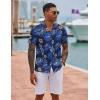imageCOOFANDY Hawaiian Shirts for Men Short Sleeve Casual Button Down Shirt Tropical Summer Beach ShirtBlue Leaves