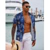 imageCOOFANDY Hawaiian Shirts for Men Short Sleeve Casual Button Down Shirt Tropical Summer Beach ShirtBlue Leaves