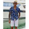 imageCOOFANDY Hawaiian Shirts for Men Short Sleeve Casual Button Down Shirt Tropical Summer Beach ShirtBlue Leaves