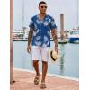 imageCOOFANDY Hawaiian Shirts for Men Short Sleeve Casual Button Down Shirt Tropical Summer Beach ShirtBlue Palm Leaf