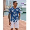 imageCOOFANDY Hawaiian Shirts for Men Short Sleeve Casual Button Down Shirt Tropical Summer Beach ShirtBlue Palm Leaf