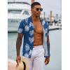 imageCOOFANDY Hawaiian Shirts for Men Short Sleeve Casual Button Down Shirt Tropical Summer Beach ShirtBlue Palm Leaf