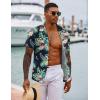 imageCOOFANDY Hawaiian Shirts for Men Short Sleeve Casual Button Down Shirt Tropical Summer Beach ShirtFlamingo Green
