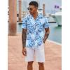 imageCOOFANDY Hawaiian Shirts for Men Short Sleeve Casual Button Down Shirt Tropical Summer Beach ShirtLight Blue Leaf