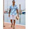 imageCOOFANDY Hawaiian Shirts for Men Short Sleeve Casual Button Down Shirt Tropical Summer Beach ShirtLight Blue Leaf