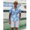 imageCOOFANDY Hawaiian Shirts for Men Short Sleeve Casual Button Down Shirt Tropical Summer Beach ShirtLight Blue Leaf