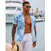 imageCOOFANDY Hawaiian Shirts for Men Short Sleeve Casual Button Down Shirt Tropical Summer Beach ShirtLight Blue Leaf
