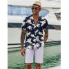 imageCOOFANDY Hawaiian Shirts for Men Short Sleeve Casual Button Down Shirt Tropical Summer Beach ShirtNavy Tropical Leaf
