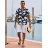 imageCOOFANDY Hawaiian Shirts for Men Short Sleeve Casual Button Down Shirt Tropical Summer Beach ShirtNavy Tropical Leaf