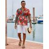 imageCOOFANDY Hawaiian Shirts for Men Short Sleeve Casual Button Down Shirt Tropical Summer Beach ShirtRed Tropical Leaf
