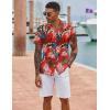 imageCOOFANDY Hawaiian Shirts for Men Short Sleeve Casual Button Down Shirt Tropical Summer Beach ShirtRed Tropical Leaf