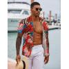 imageCOOFANDY Hawaiian Shirts for Men Short Sleeve Casual Button Down Shirt Tropical Summer Beach ShirtRed Tropical Leaf