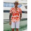 imageCOOFANDY Hawaiian Shirts for Men Short Sleeve Casual Button Down Shirt Tropical Summer Beach ShirtRed White Floral