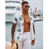 imageCOOFANDY Hawaiian Shirts for Men Short Sleeve Casual Button Down Shirt Tropical Summer Beach ShirtWhite Green Leaf