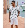 imageCOOFANDY Hawaiian Shirts for Men Short Sleeve Casual Button Down Shirt Tropical Summer Beach ShirtWhite Green Leaf
