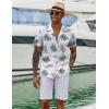 imageCOOFANDY Hawaiian Shirts for Men Short Sleeve Casual Button Down Shirt Tropical Summer Beach ShirtWhite Green Leaf