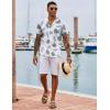 imageCOOFANDY Hawaiian Shirts for Men Short Sleeve Casual Button Down Shirt Tropical Summer Beach ShirtWhite Green Leaf