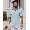 imageCOOFANDY Mens Button Down Shirts Short Sleeve Stain Shield Dress Shirts Business Casual Shirt with PocketClear Blue