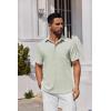imageCOOFANDY Mens Button Down Shirts Short Sleeve Stain Shield Dress Shirts Business Casual Shirt with PocketLight Green