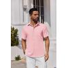 imageCOOFANDY Mens Button Down Shirts Short Sleeve Stain Shield Dress Shirts Business Casual Shirt with PocketPink