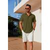 imageCOOFANDY Mens Casual Button Down Shirts Short Sleeve Wrinkle Free Shirt Untucked Summer Stretch Dress ShirtArmy Green