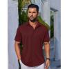 imageCOOFANDY Mens Casual Button Down Shirts Short Sleeve Wrinkle Free Shirt Untucked Summer Stretch Dress ShirtDarck Red