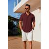 imageCOOFANDY Mens Casual Button Down Shirts Short Sleeve Wrinkle Free Shirt Untucked Summer Stretch Dress ShirtDarck Red