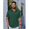 imageCOOFANDY Mens Casual Button Down Shirts Short Sleeve Wrinkle Free Shirt Untucked Summer Stretch Dress ShirtEvergreen