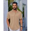 imageCOOFANDY Mens Casual Button Down Shirts Short Sleeve Wrinkle Free Shirt Untucked Summer Stretch Dress ShirtKhaki